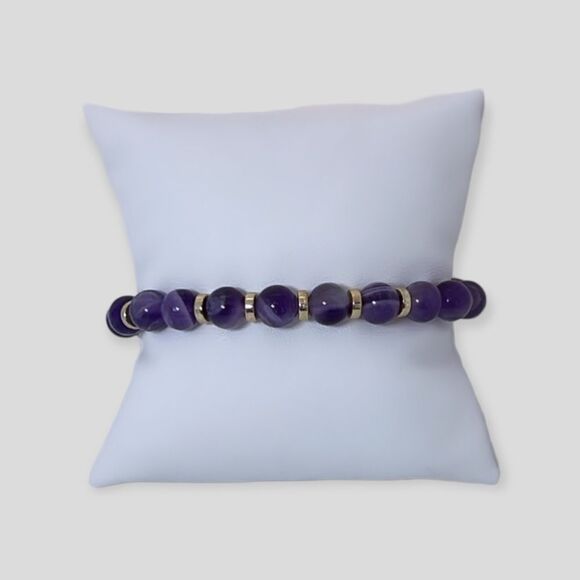 NWT Wool + Pepper Co. Zodiac + Gemstone - Aquarius + Amethyst Bracelet (Silver) - Picture 4 of 10